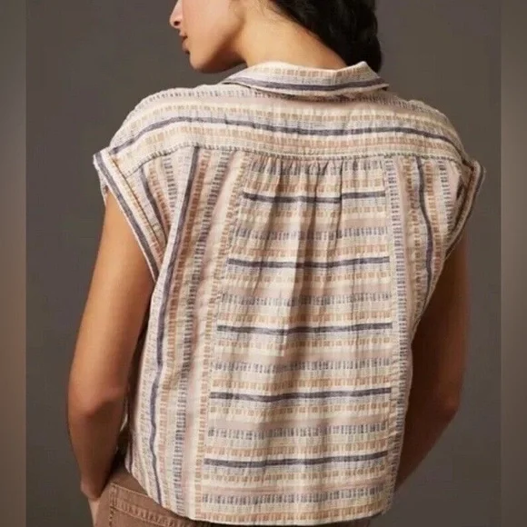 Anthropologie Cropped Boxy Utility Pullover Top - Picture 2 of 11